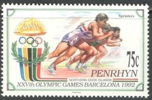 Stamp, Sprinters, Penrhyn,  , Sport, Athletics, Olympic Games, Running