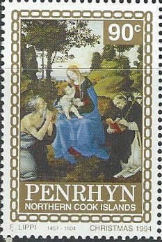 Stamp, F. Lippi, Penrhyn,  , Christmas, Paintings, Religion, Art