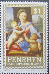 Stamp, Raphael, Penrhyn,  , Christmas, Paintings, Religion, Art