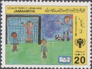 Stamp, Soccer scene, Libya,  