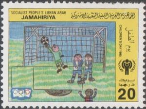 Stamp, Soccer scene, Libya,  