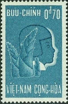 Stamp, Child and bamboo, Vietnam, South,  