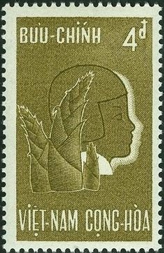 Stamp, Child and bamboo, Vietnam, South,  