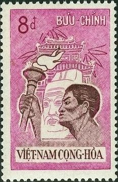 Stamp, Man with torch, Vietnam, South,  