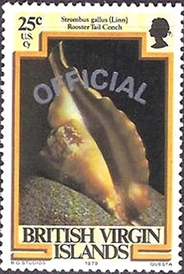 Stamp, Rooster Conch (Strombus gallus), British Virgin Islands,  , Shells