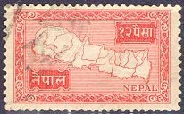 Stamp, Map of Nepal, Nepal,  , Maps