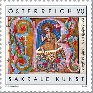 Stamp, Illuminated initial from the manuscript III 204, Austria,  , Art