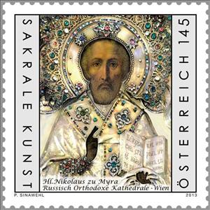 Stamp, St. Nicholas of Myra, Austria,  , Art