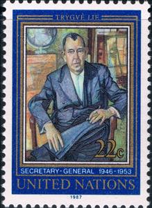 Stamp, Trygve Lie, UNO New York,  
