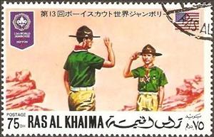 Stamp, Scout Salute, Ras al Khaimah,  , Scouting