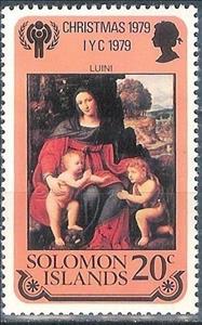 Stamp, Luini, Solomon Islands,  , Christmas, Paintings, Art