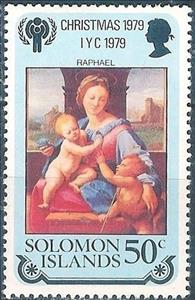 Stamp, Raphael, Solomon Islands,  , Christmas, Paintings, Art