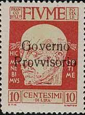 Stamp, Gabriele D´Annunzio Overprint "Governo Provvisorio", Italian colonies, territories and occupations,  