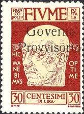 Stamp, Gabriele D´Annunzio Overprint "Governo Provvisorio", Italian colonies, territories and occupations,  