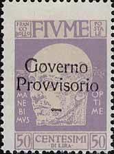 Stamp, Gabriele D´Annunzio Overprint "Governo Provvisorio", Italian colonies, territories and occupations,  