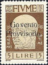 Stamp, Gabriele D´Annunzio Overprint "Governo Provvisorio", Italian colonies, territories and occupations,  