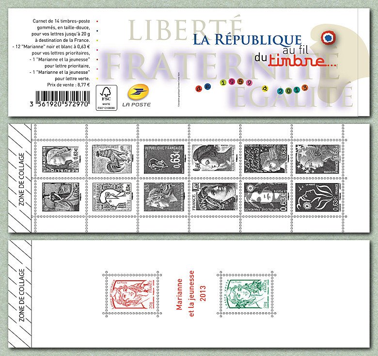 The Fifth Republic over stamp 1959-2013