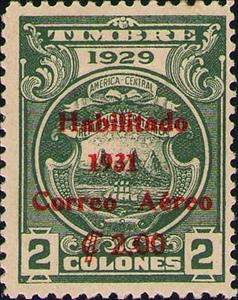 Stamp, Arm with red overprint, Costa Rica,  