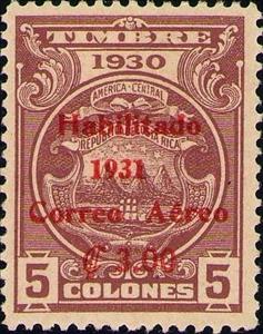 Stamp, Arm with red overprint, Costa Rica,  