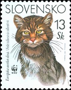 Stamp, European Wild Cat (Felis sylvestris sylvestris), Slovakia,  , WWF, Cats