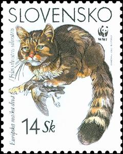 Stamp, European Wild Cat (Felis sylvestris sylvestris), Slovakia,  , WWF, Cats