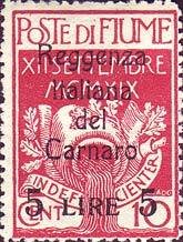 Overprint "Reggenza Italiana del Carnaro"