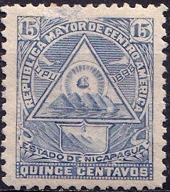 Stamp, Coat of arms in a triangle, Nicaragua,  