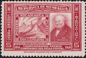 Stamp, First Nicaraguan stamp and Sir Rowland Hill, Nicaragua,  , Stamps