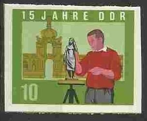 Stamp, Artist, building, Germany, Democratic Republic,  