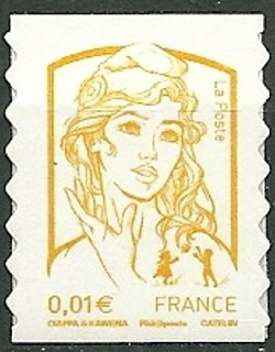 Stamp, Marianne and youth 0,01 € adhésive, France,  