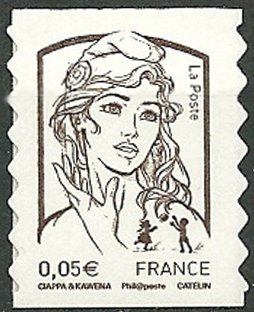 Stamp, Marianne and youth 0,05 € adhésive, France,  