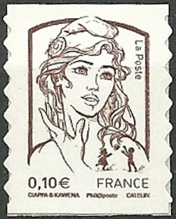 Stamp, Marianne and youth 0,10 € adhésive, France,  