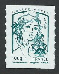 Stamp, Marianne and tree - Lettre verte, France,  