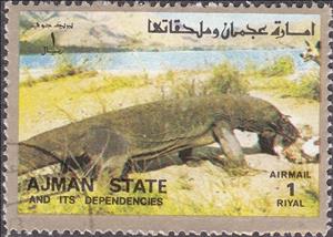 Stamp, Varanid, Ajman,  , Reptiles, Lizards, Animals (Fauna)
