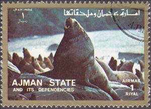 Stamp, Sea lion, Ajman,  , Mammals, Sea (Marine) Mammals, Animals (Fauna)