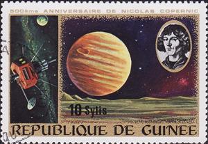 Stamp, Nicolas Copernicus- Satellite, planet, Guinea, Social Democratic Republic,  , Celestial Bodies, Spacecrafts, Astronomers, Outer Space, Satellites