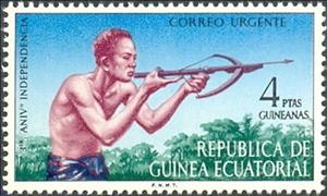 Stamp, Archer with crossbow, Equatorial Guinea,  , Weapons, Hunting