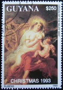 Stamp, Rubens: Origin if the Milky Way, Guyana,  