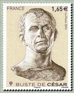 Stamp, Bust of Julius Caesar, France,  