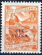 Stamp, Economy Yugoslavia Serie Overprint in boldface, Trieste, Zone B,  