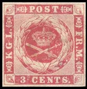 Stamp, Crown, Sword, and Sceptre. New color shade., Danish West Indies,  