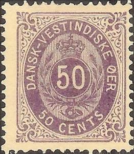 Stamp, Numeral type, Danish West Indies,  