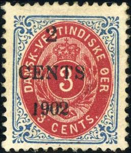 Stamp, Numeral type surcharged, Danish West Indies,  , Numbers
