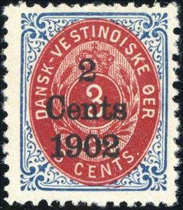 Stamp, Numeral type surcharged, Danish West Indies,  , Numbers