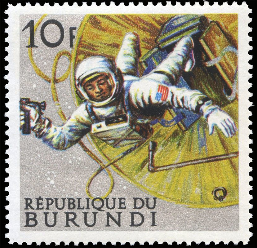 American astronaut walking in space.