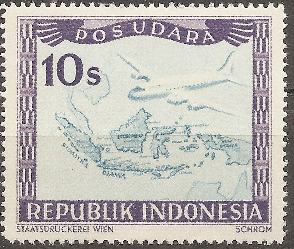 Country name REPUBLIK INDONESIA and inscription POS UDARA
