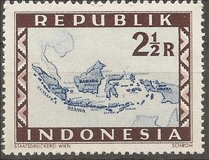 Stamp, Map of Indonesia, Indonesia,  , Maps