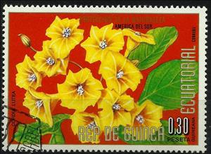 Stamp, Cordia lutea, Equatorial Guinea,  , Flowers, Plants (Flora)