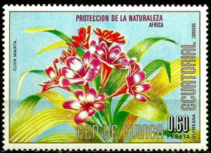 Stamp, Clivia miniata, Equatorial Guinea,  , Flowers, Plants (Flora)