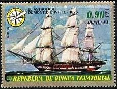Stamp, Astrolabe (1826), Equatorial Guinea,  , Ships, Sailing Ships